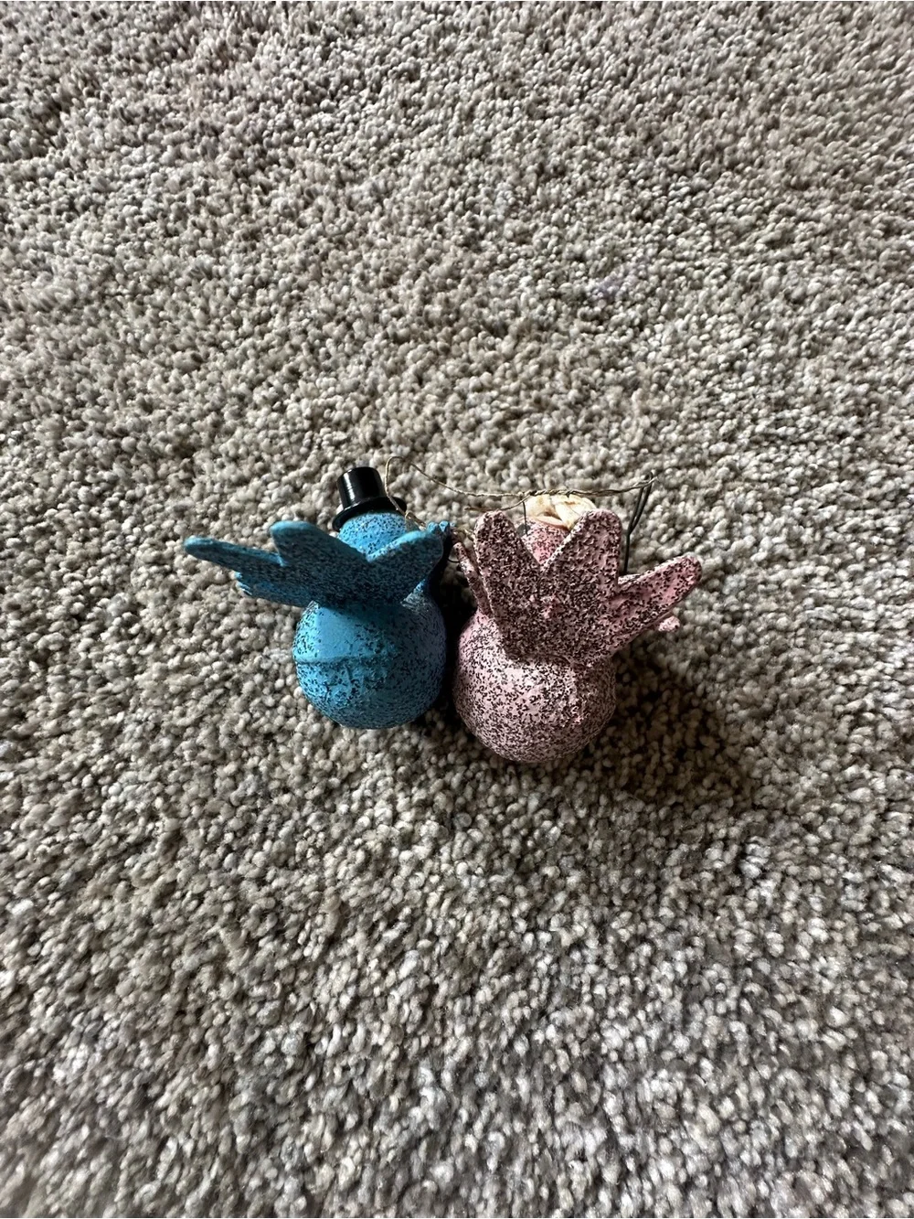 Vintage-Style Pink and Blue Bird Ornaments (Set of 2)